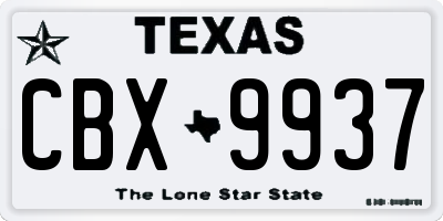 TX license plate CBX9937