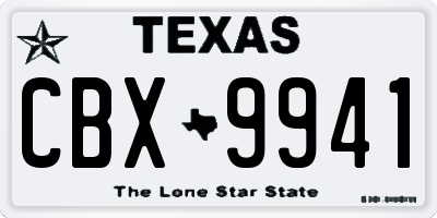 TX license plate CBX9941
