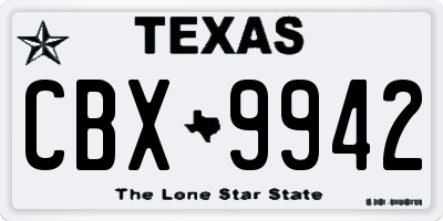 TX license plate CBX9942