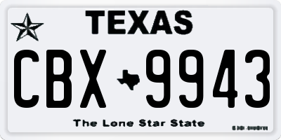 TX license plate CBX9943