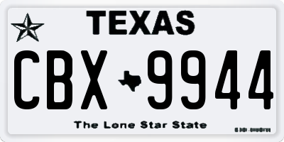 TX license plate CBX9944