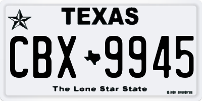 TX license plate CBX9945
