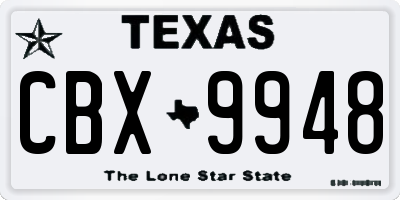 TX license plate CBX9948