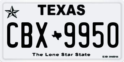 TX license plate CBX9950