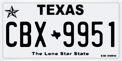 TX license plate CBX9951