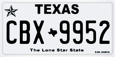 TX license plate CBX9952