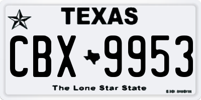TX license plate CBX9953