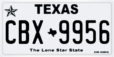 TX license plate CBX9956