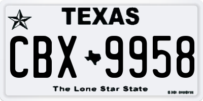 TX license plate CBX9958