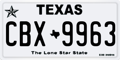 TX license plate CBX9963