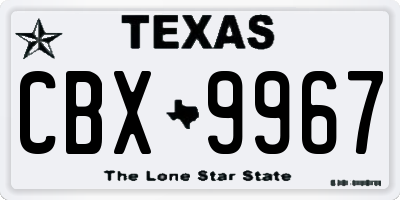 TX license plate CBX9967