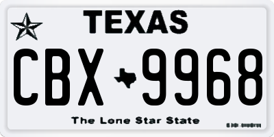TX license plate CBX9968