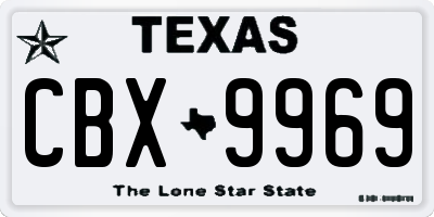 TX license plate CBX9969