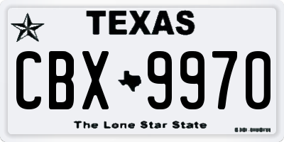 TX license plate CBX9970