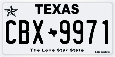 TX license plate CBX9971