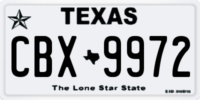 TX license plate CBX9972