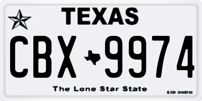 TX license plate CBX9974