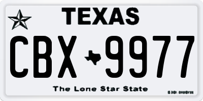 TX license plate CBX9977