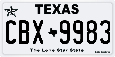 TX license plate CBX9983