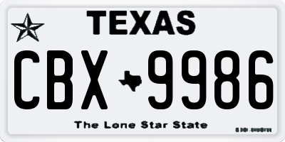 TX license plate CBX9986