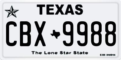 TX license plate CBX9988