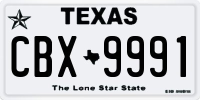 TX license plate CBX9991