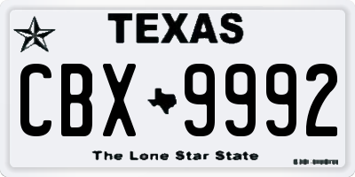 TX license plate CBX9992