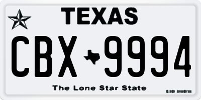 TX license plate CBX9994