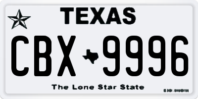 TX license plate CBX9996