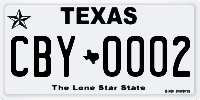 TX license plate CBY0002