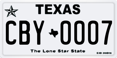TX license plate CBY0007