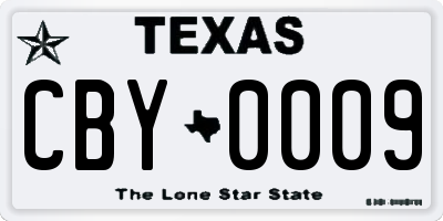 TX license plate CBY0009
