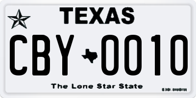 TX license plate CBY0010