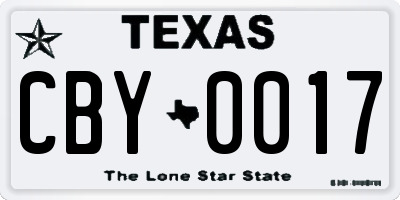 TX license plate CBY0017