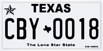 TX license plate CBY0018