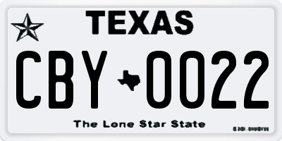 TX license plate CBY0022