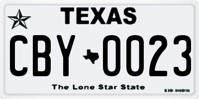 TX license plate CBY0023