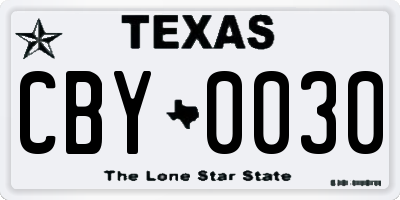 TX license plate CBY0030