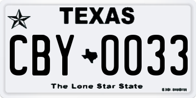 TX license plate CBY0033