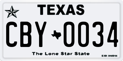 TX license plate CBY0034