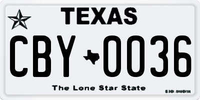TX license plate CBY0036