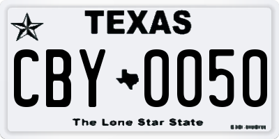 TX license plate CBY0050