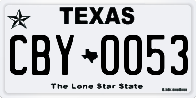 TX license plate CBY0053
