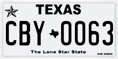 TX license plate CBY0063
