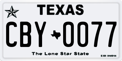 TX license plate CBY0077