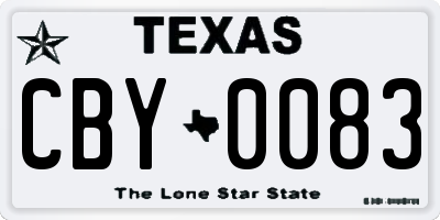 TX license plate CBY0083