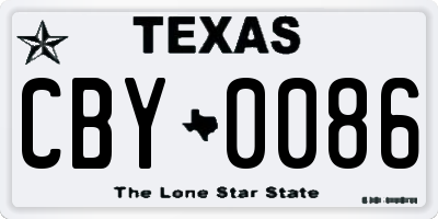 TX license plate CBY0086