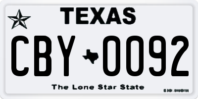TX license plate CBY0092