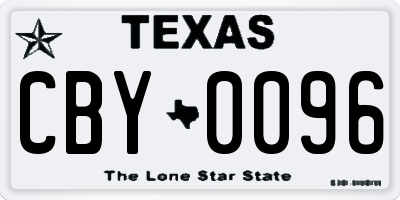 TX license plate CBY0096