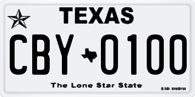 TX license plate CBY0100